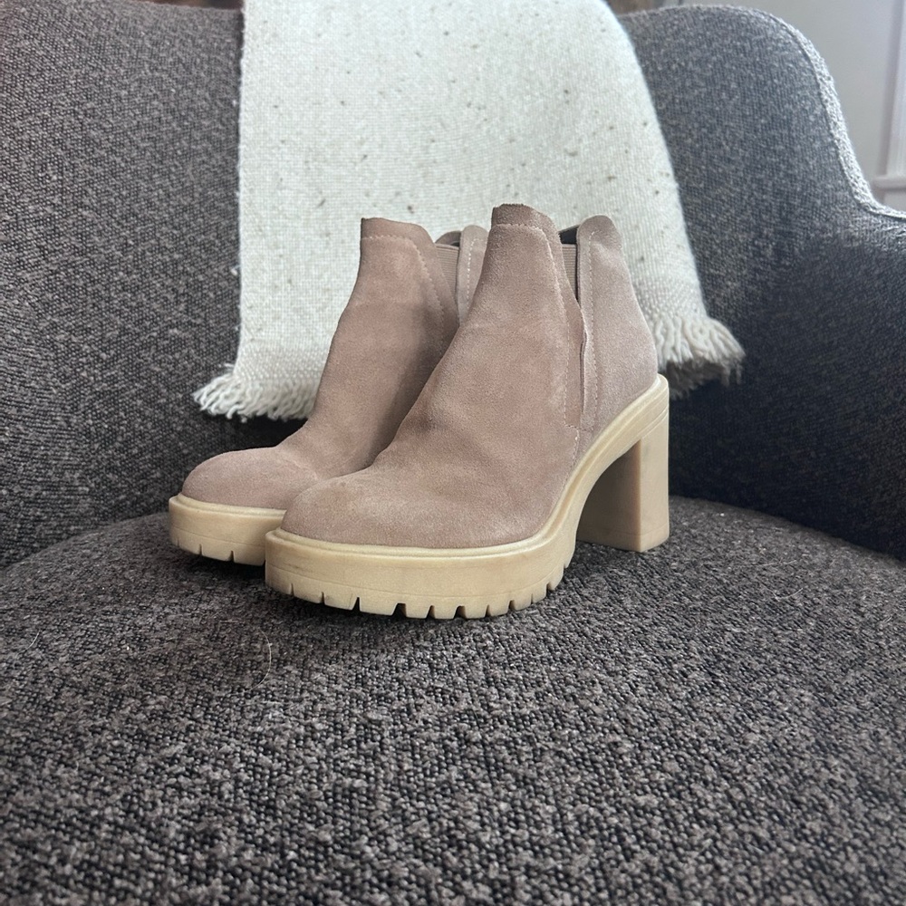 Dolce Vita Beige Suede Ankle Booties